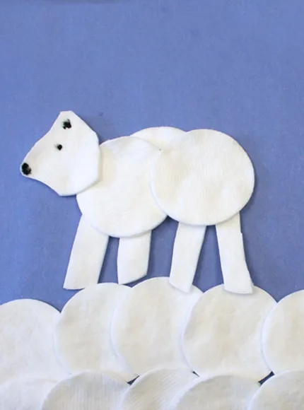 cotton circle polar bear craft
