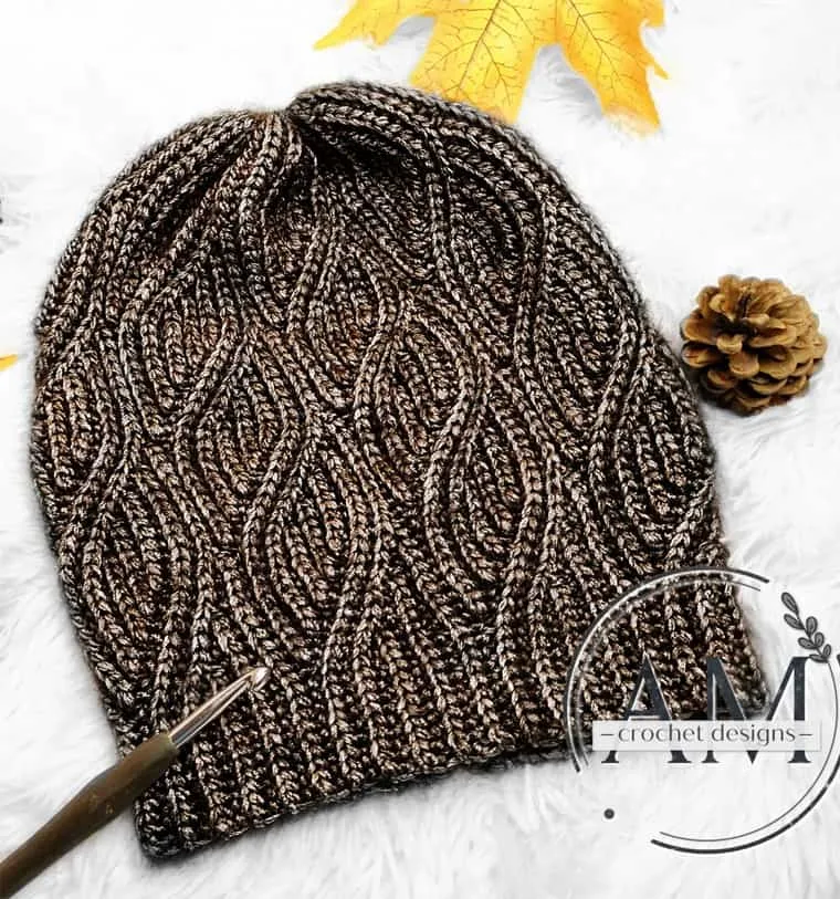 crocheted knit look hat