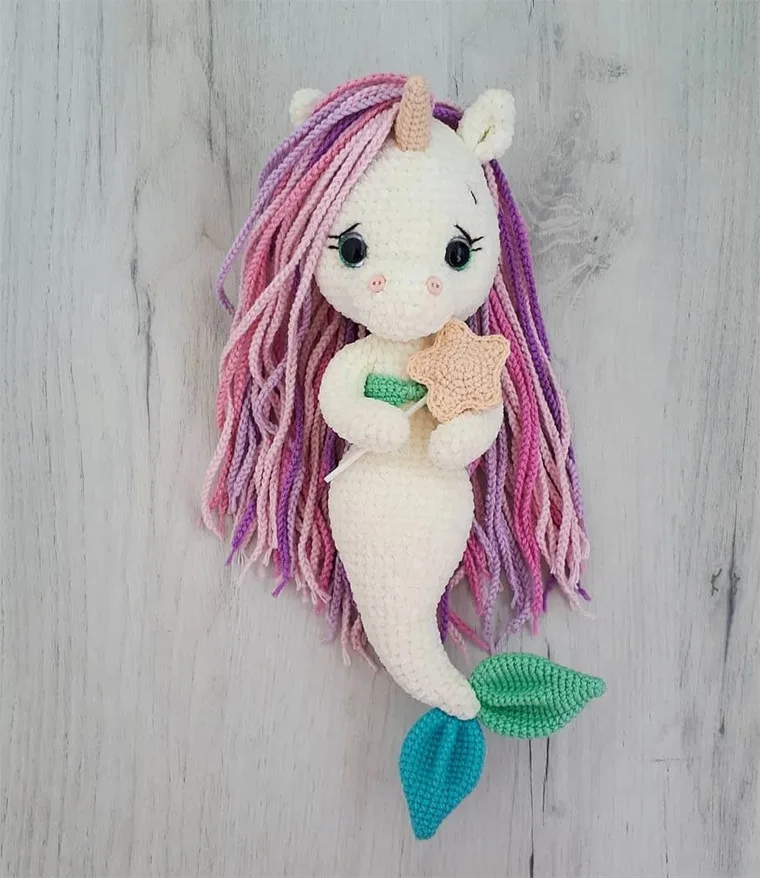 crocheted mermaid unicorn