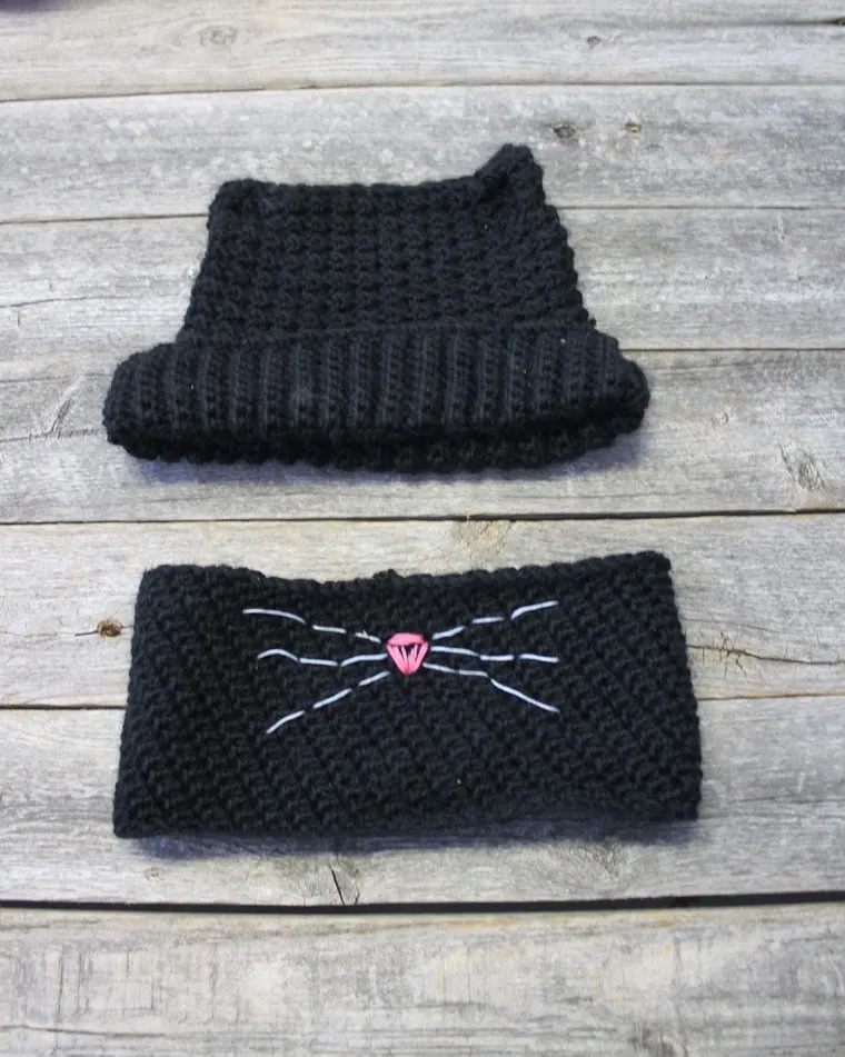 cat ear beanie and cowl crochet pattern