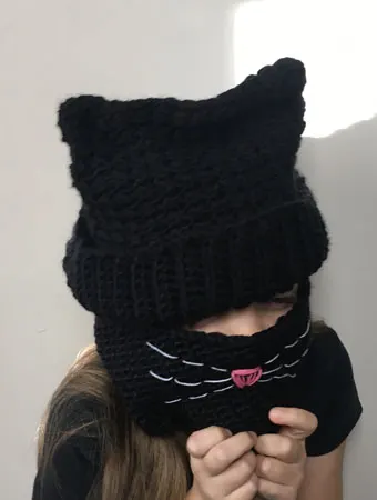 free cat ear beanie cowl & tail crochet pattern