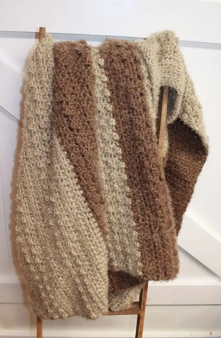 soft easy neutral crochet blanket pattern using Red Heart Hygge Yarn