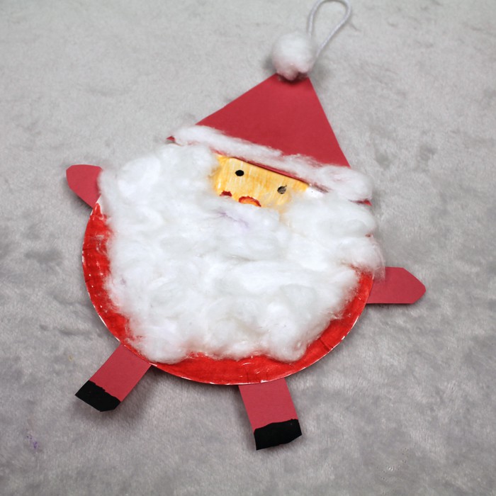 Santa Claus paper plate Christmas ornament craft