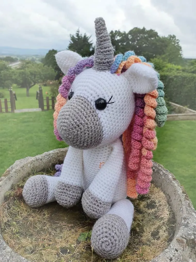 crocheted unicorn stuffed animal