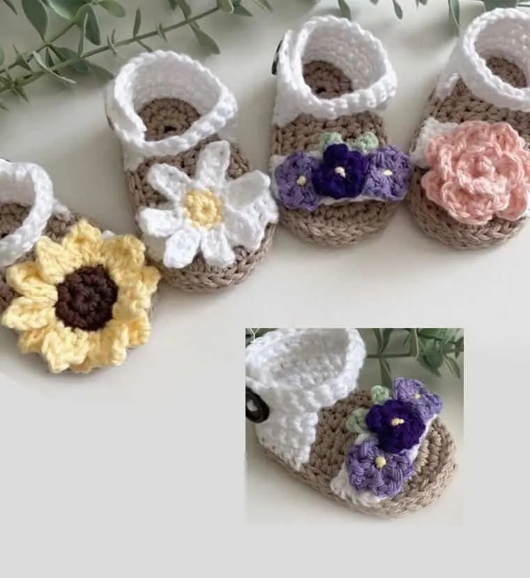crocheted flower baby sandals