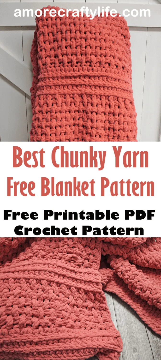 Best chunky yarn Bernat Blanket Yarn Terracotta basketweave blanket