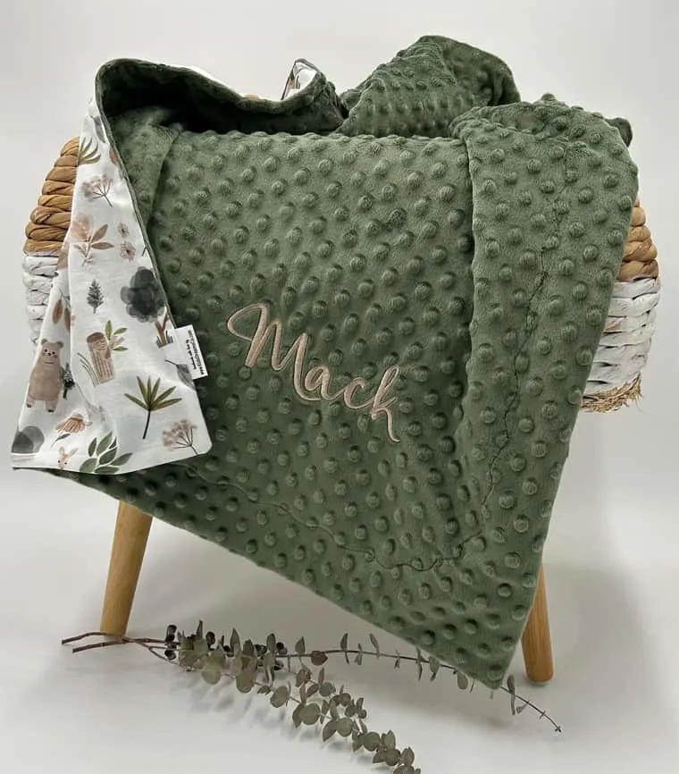 personalized forest theme nursery minky blanket