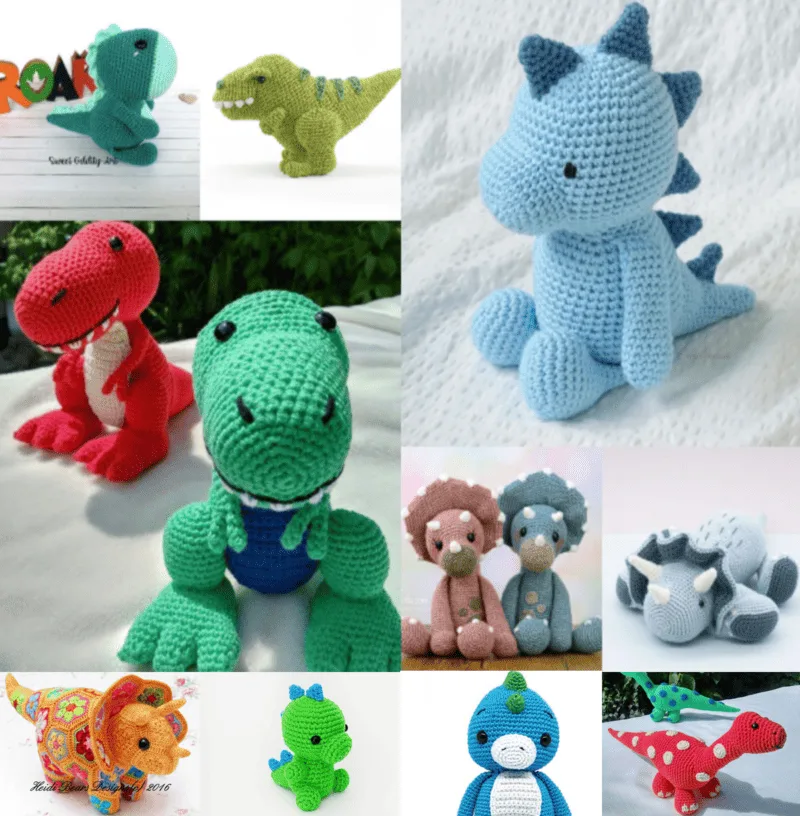 Make your own cute crocheted dinosaur. 