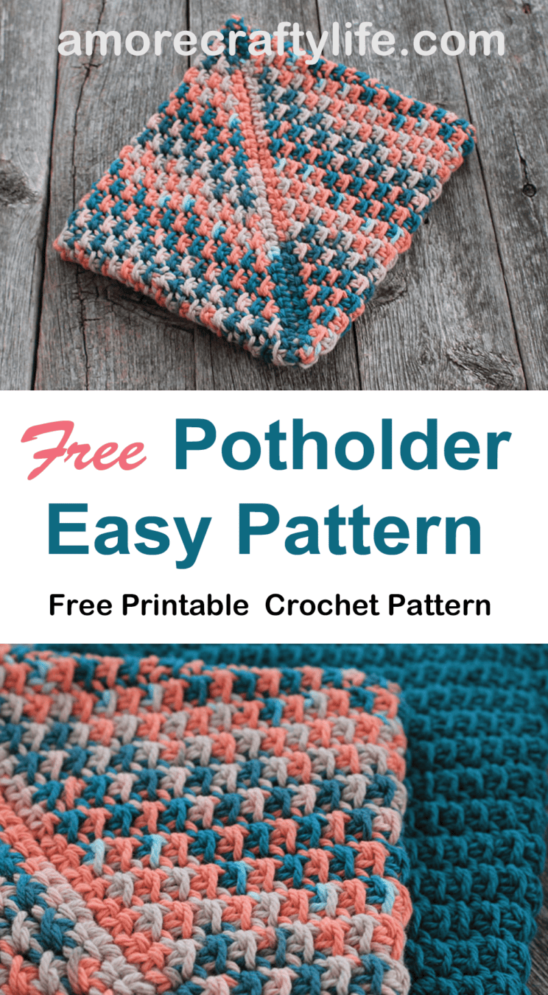 crocheted even moss stich double thick potholder easy pattern