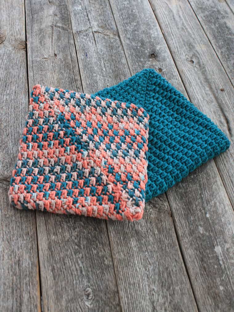 crocheted even moss stich double thick potholder easy pattern
