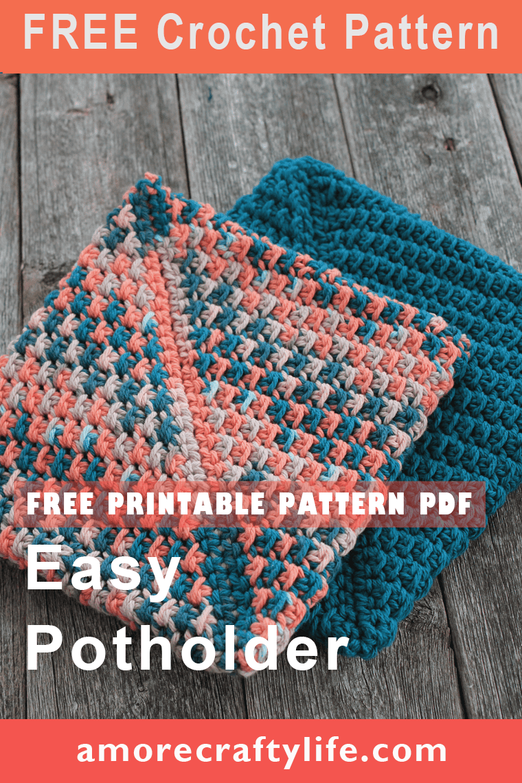 crocheted even moss stich double thick potholder easy pattern