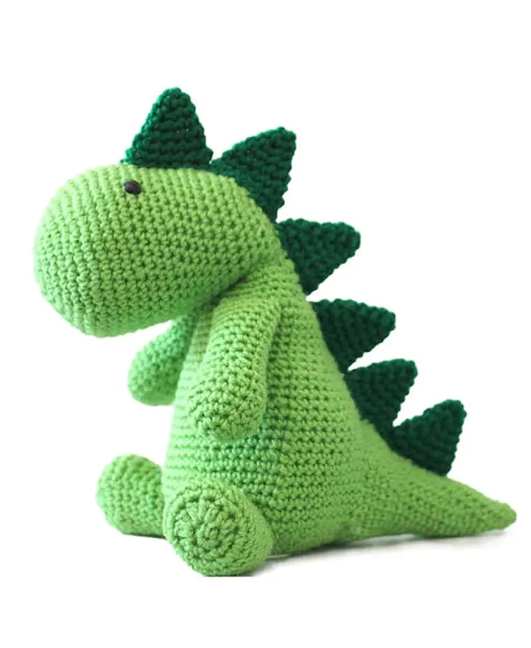 free green crocheted dinosaur toy