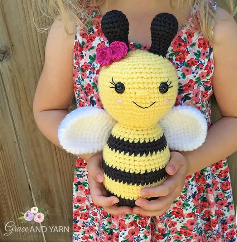crocheted bee doll