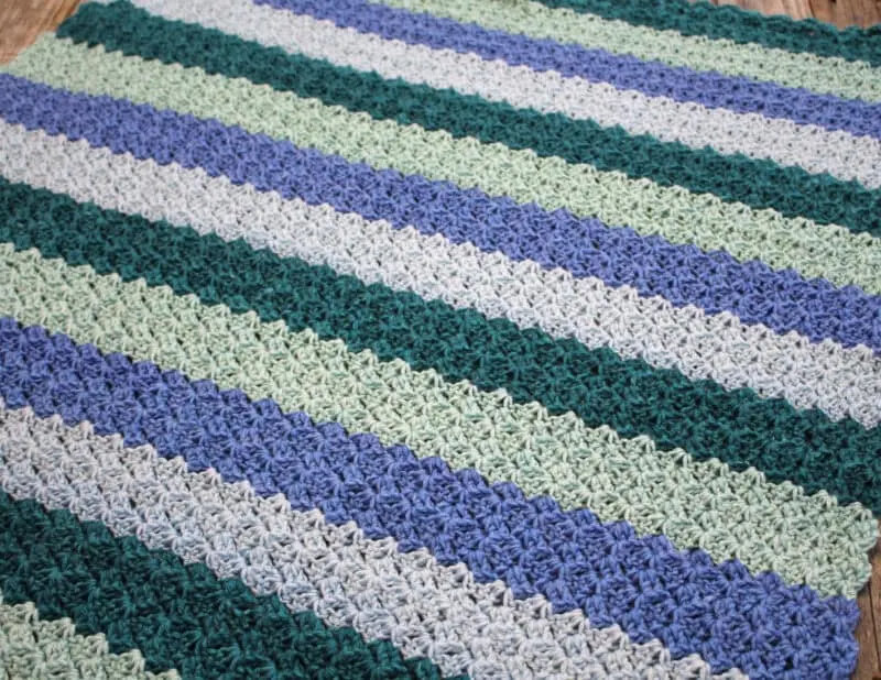 4 color stripe tulip stitch crochet baby blanket pattern