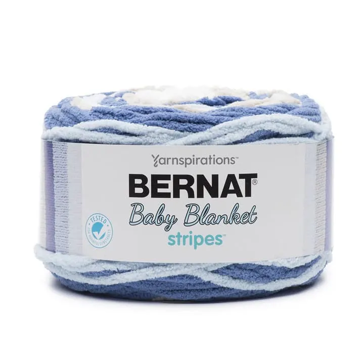 Bernat Baby Blanket Yarn Stripes in Stonewash