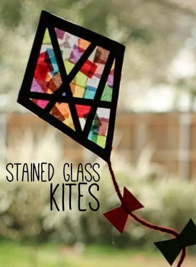 stain glass kite craft- craft - kite crafts for kids- spring kid crafts-  kid crafts - amorecraftylife.com #preschool 