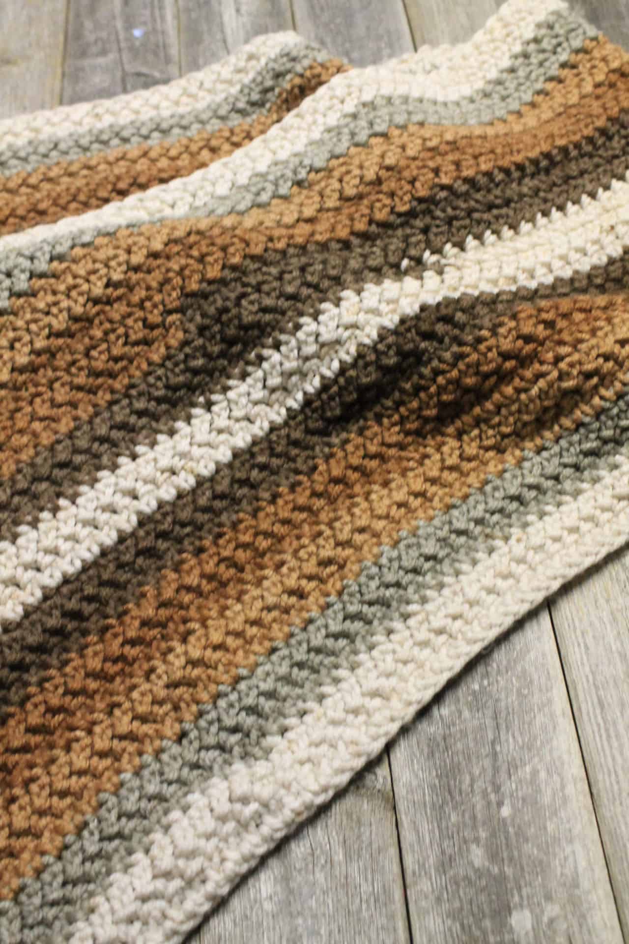 Tea stripe herringbone chunky throw pattern PDF