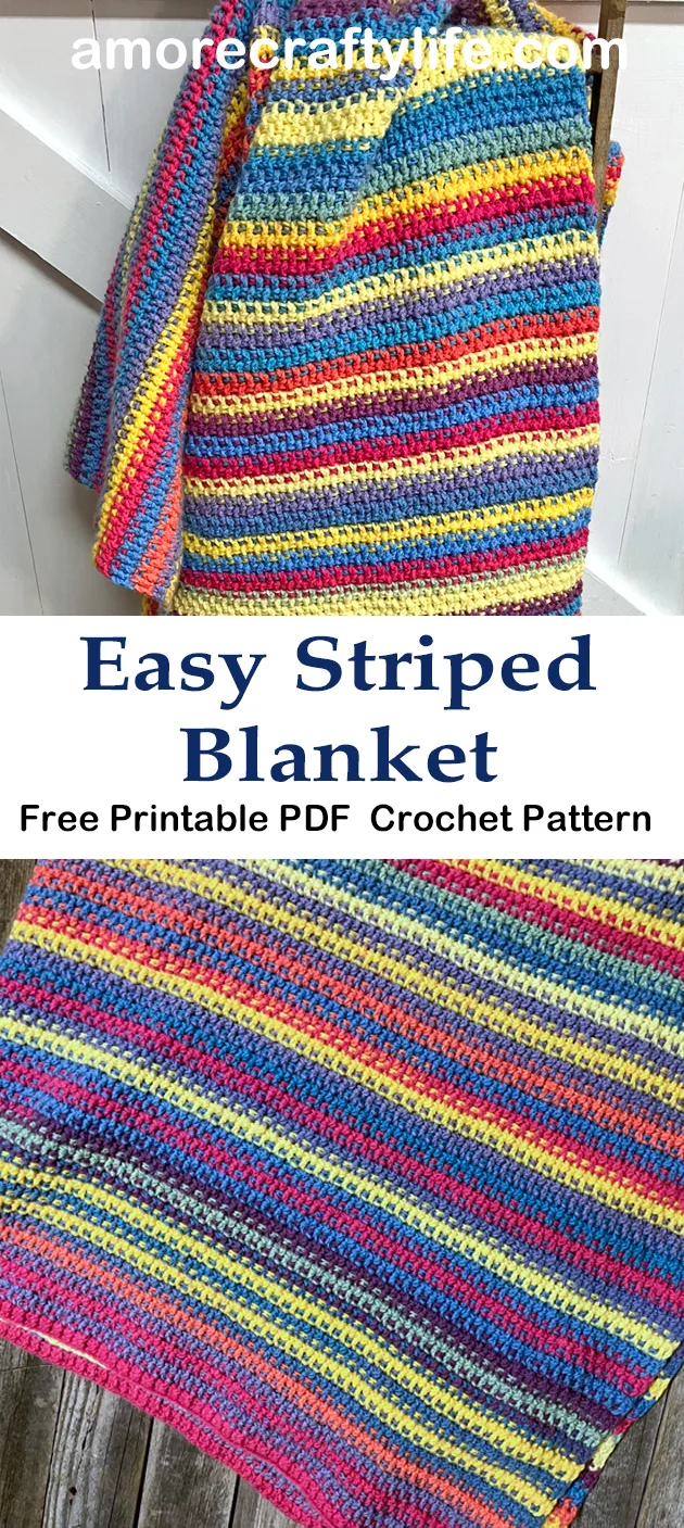 bright stripe rice stitch crochet blanket pattern