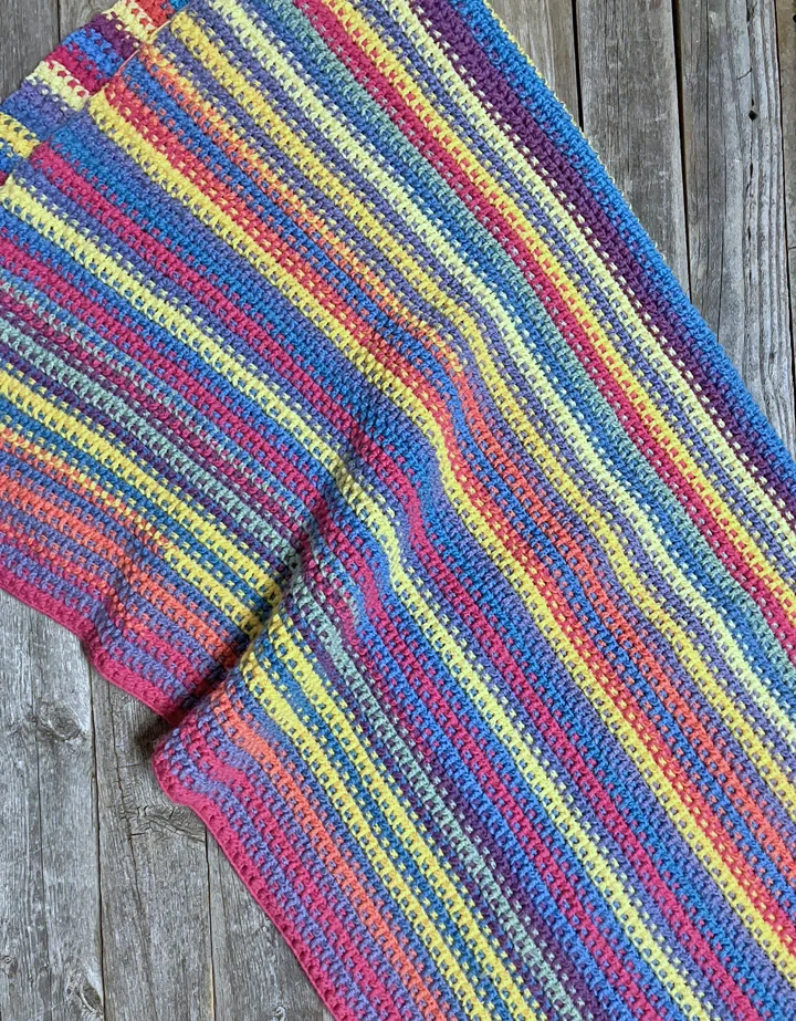  rice stitch bright stripe crochet blanket pattern
