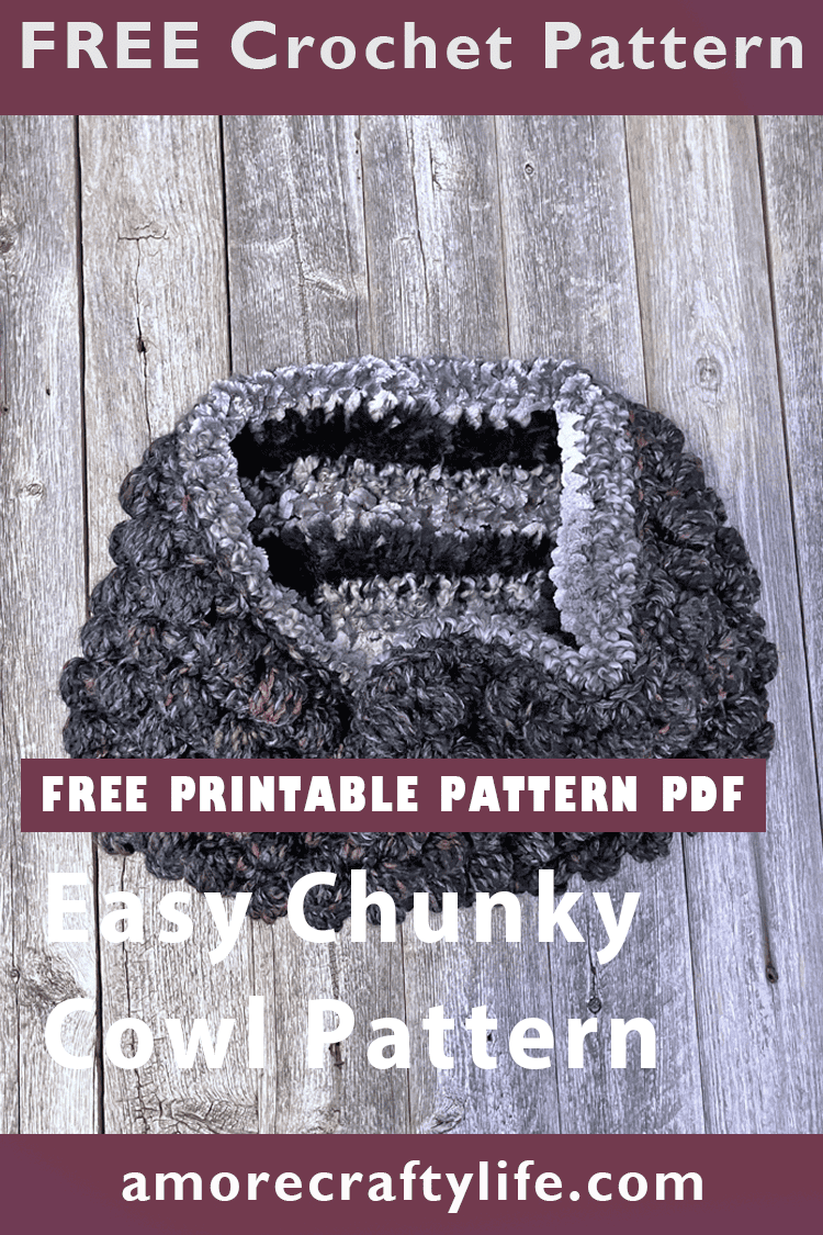 black puff chunky cowl crochet pattern