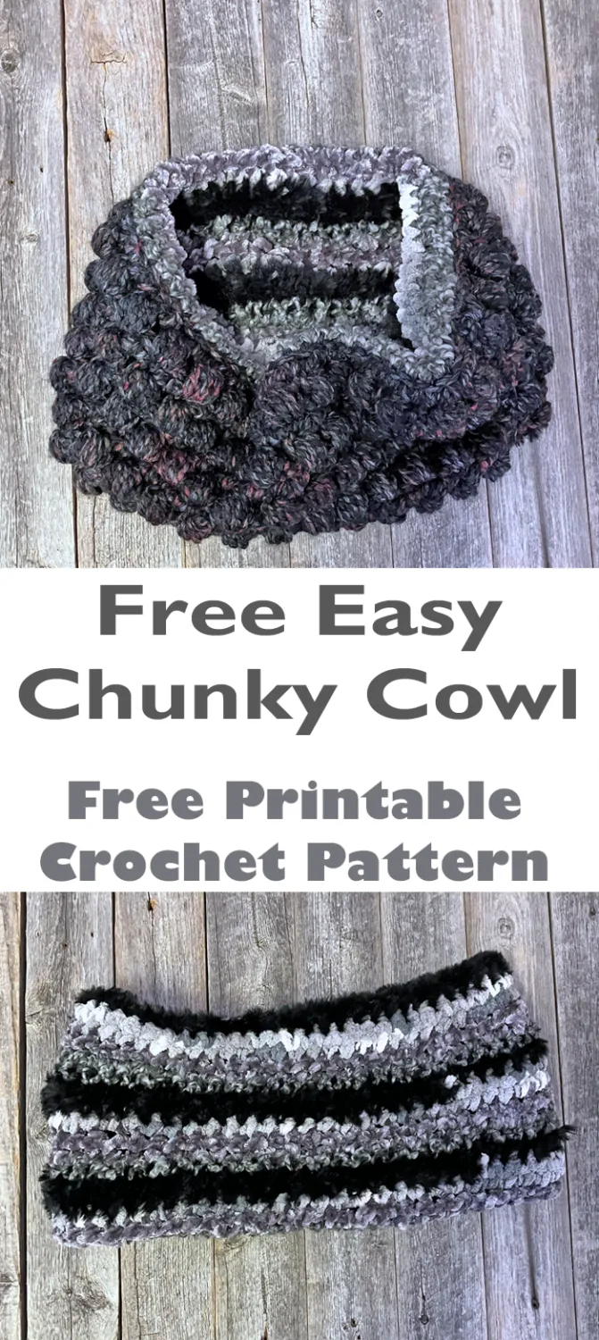 black puff chunky cowl crochet pattern