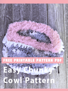 pink and silver faux fur chunky cowl crochet pattern