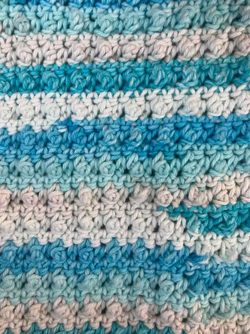 triple dot cotton crochet dishcloth pattern in blue and white