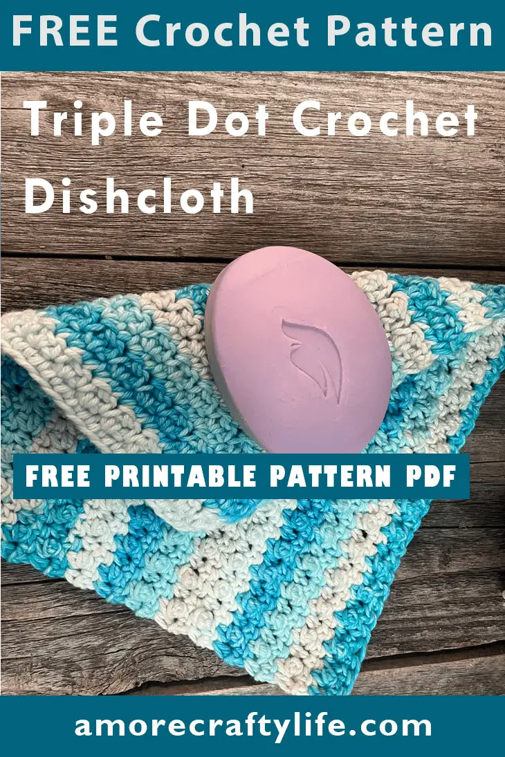 triple dot cotton crochet dishcloth pattern in blue and white