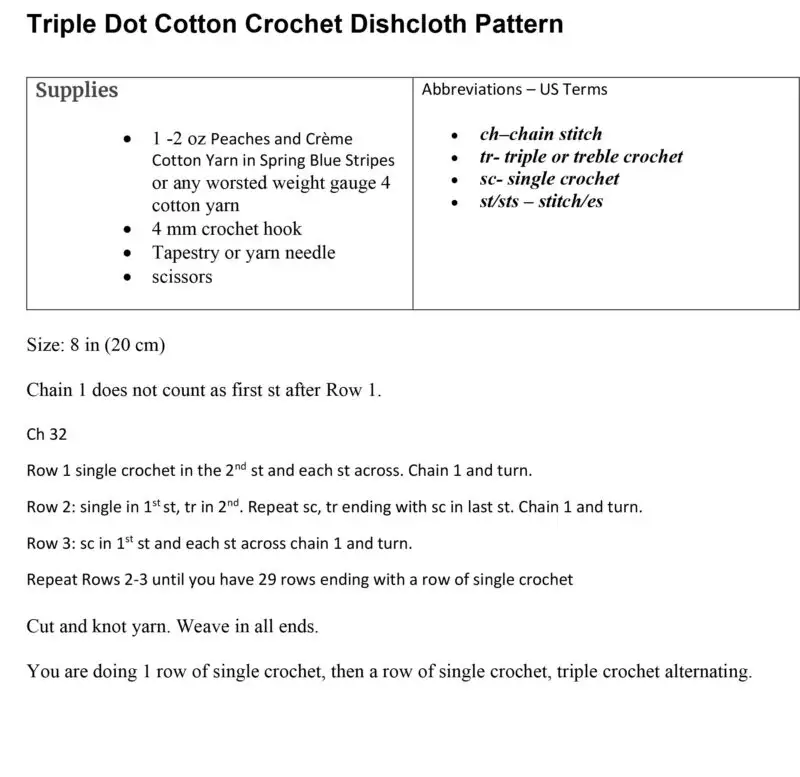 triple dot cotton crochet dishcloth pattern photo