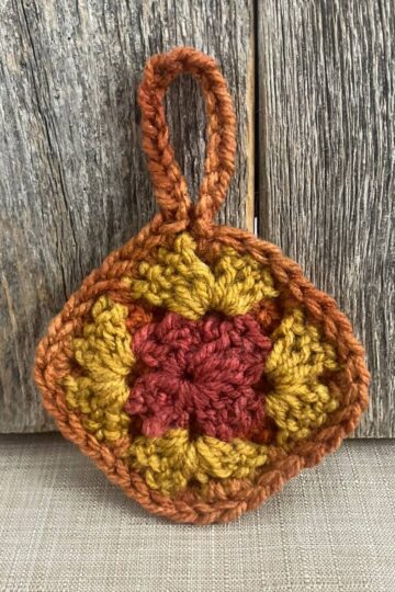 scrap granny square keychain