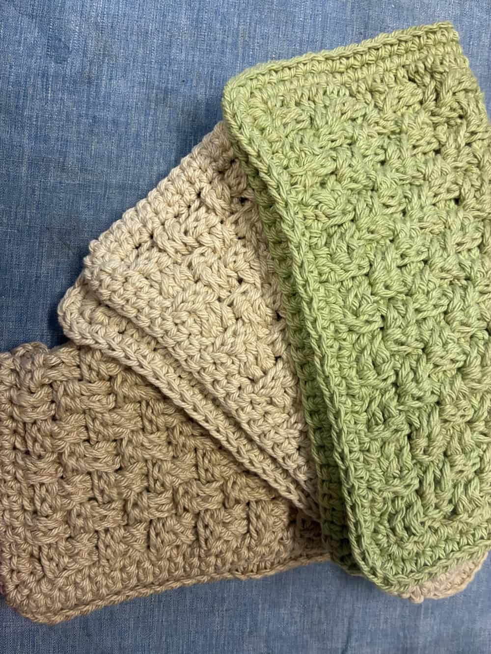mini basketweave stitch crochet dishcloth