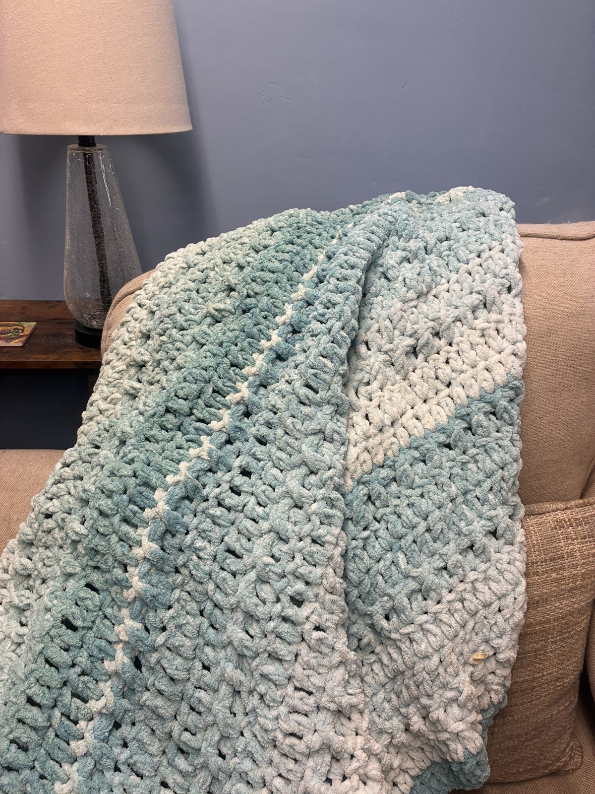 Sea Glass Crochet Throw Blanket